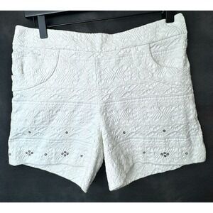 Anthropologie Elevenses Boho Festival Ivory Patterned Sequins Shorts Size 2